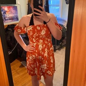 Orange floral summer dress